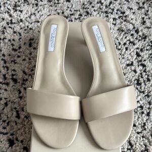 Tony Bianco Cream Slide Sandals Minimalist Style